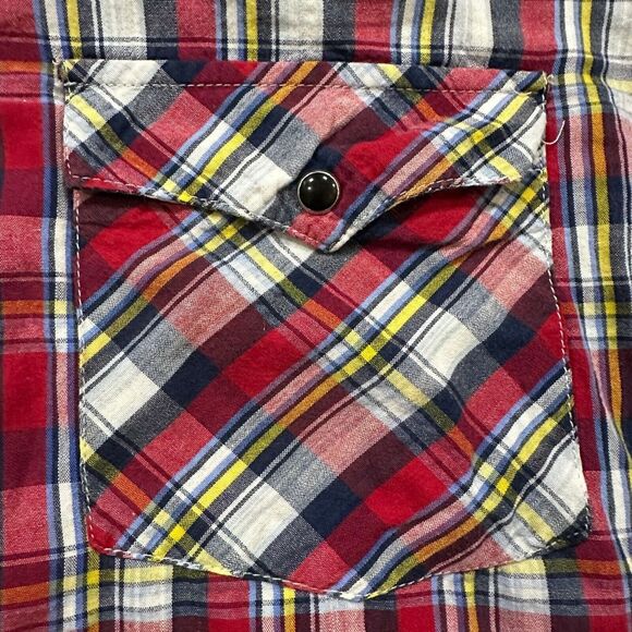 Sportier Pearl Snap Shirt Mens XL Red‎ Plaid Long Sleeve Western Cowboy - MINT - Picture 2 of 10